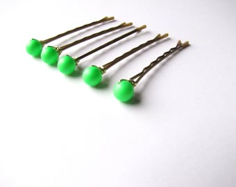 Neon Green Hair Pins