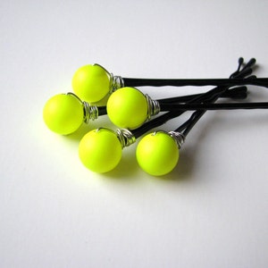 Neon Yellow Hair Pin Set image 2