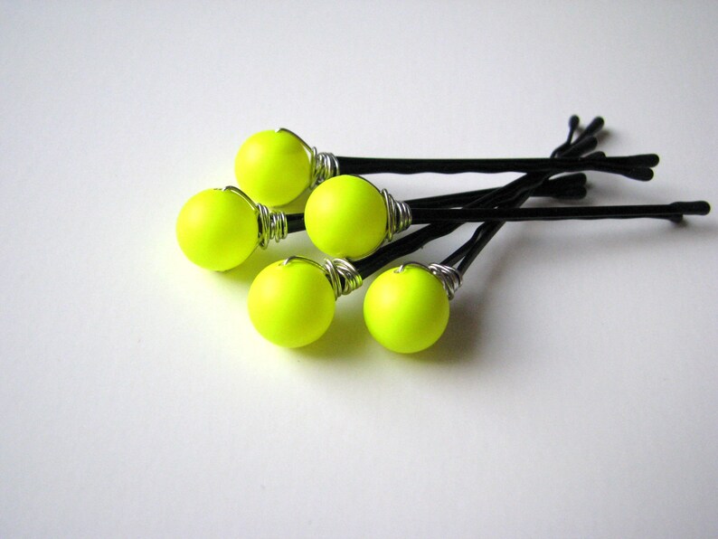 Neon Yellow Hair Pin Set image 2