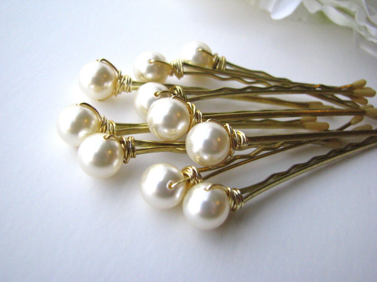 Cream Ivory Pearl Hair Pins Set 8mm Swarovski Etsy