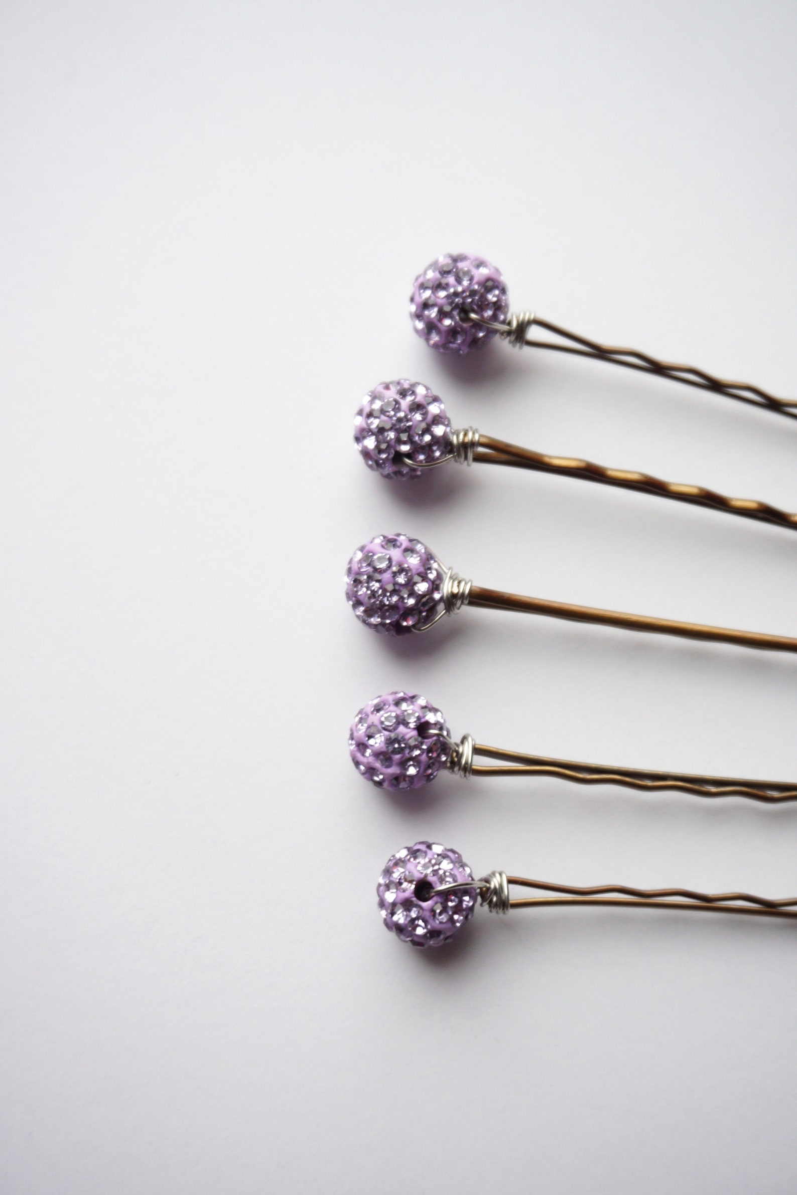 Sparkly Lavender Bobby Hair Pins Rhinestone Paver Round Bead Etsy
