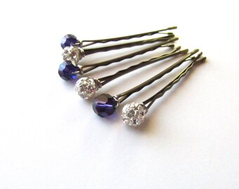 Dark Purple and Silver Crystal Wedding Hair Pin Mixed Set