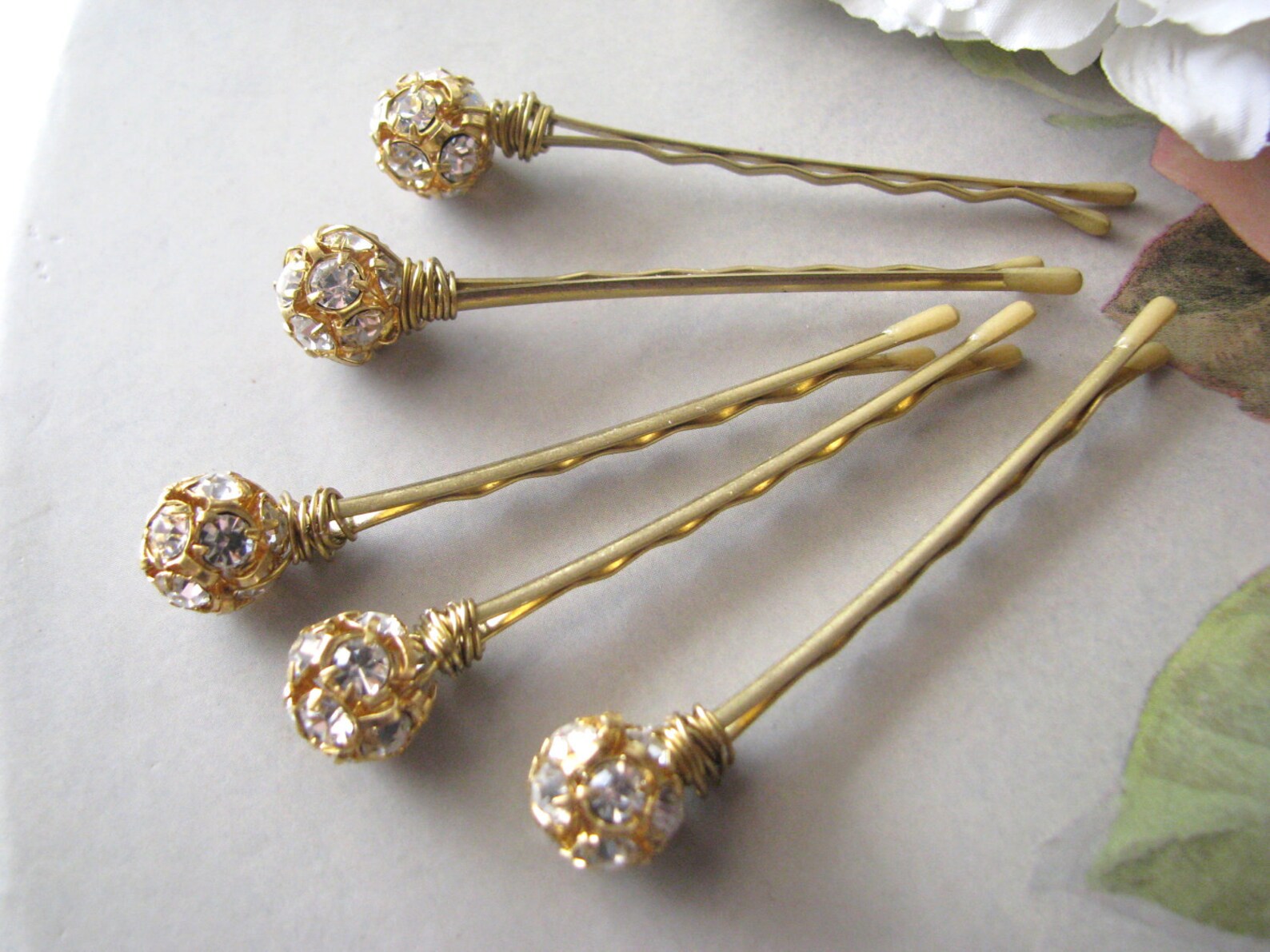 Rhinestone Hair Pins Set Czech Crystal and Gold Glitz and Etsy