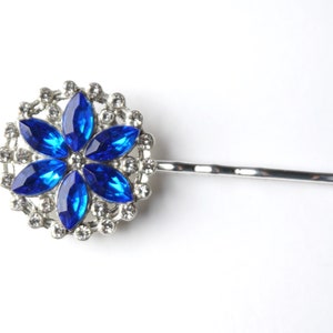 Metal Flower with Blue Gem Hairpin (2 Colors)