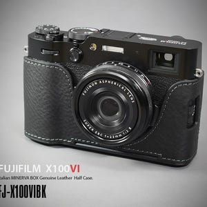 LIM&#39;S Genuine Leather Camera Half Case Dovetail Plate for Fuji FUJIFILM X100VI Case (Black)