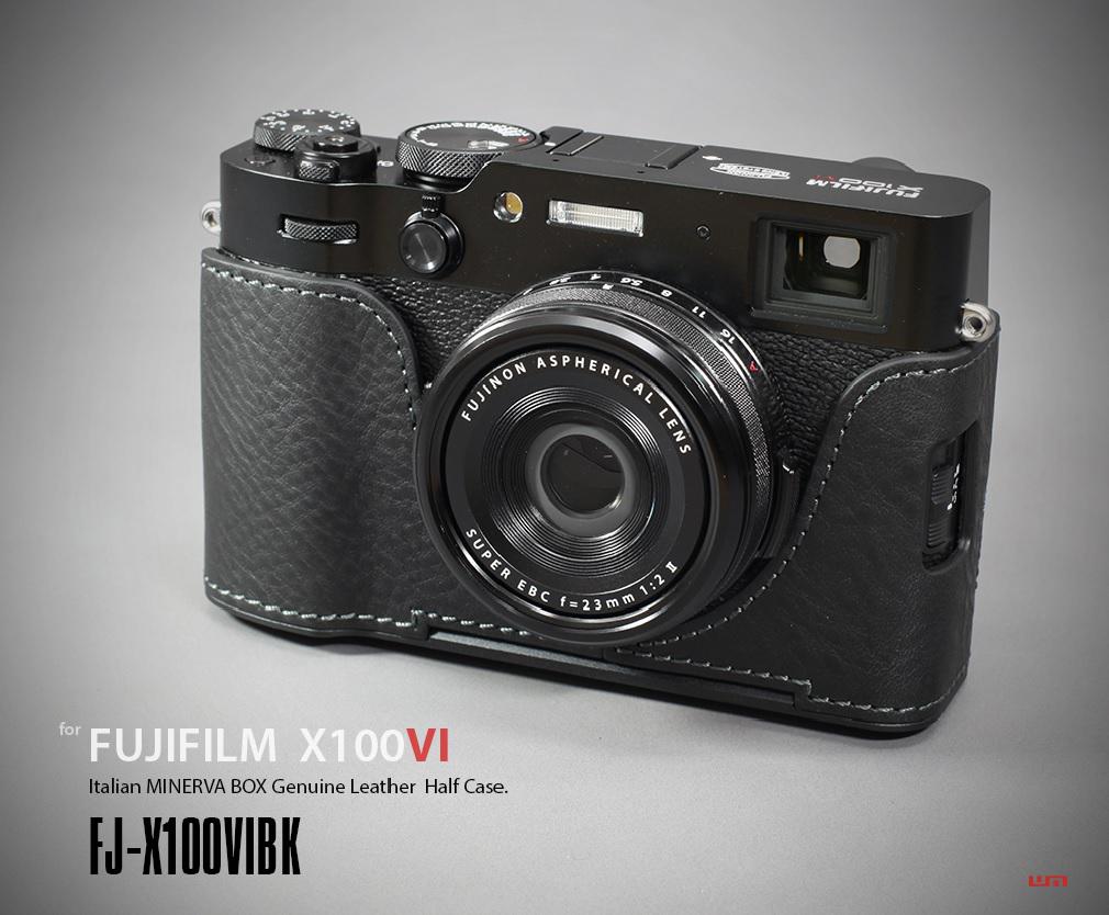 LIM'S Genuine Leather Camera Half Case Dovetail Plate for Fuji FUJIFILM X100VI Case (Black)