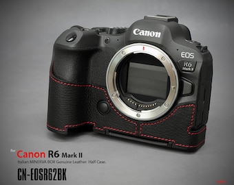 LIM'S Genuine Leather Camera Half Case & Dovetail Plate for Canon EOS R6 Mark II Case R6II [Black]