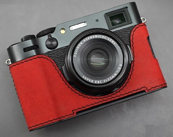 LIM'S lederen cameratas zwaluwstaartplaat voor Fuji FUJIFILM X100VI-hoes cognacbruin [paverorood]