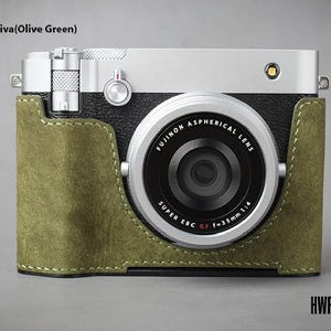 Custodia a mezza coda di rondine in vera pelle LIM'S Handworks per Fuji Fujifilm GFX100RF [verde oliva]