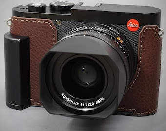 LIM'S Genuine Italy Leather Camera Half Case Metal Grip Dovetail Plate for Leica Q3  [Brown]