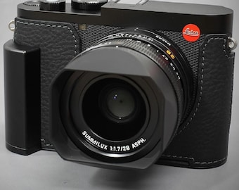 LIM'S Genuine Italy Leather Camera Half Case Metal Grip Dovetail Plate for Leica Q3  [Black]