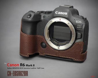 Estuche de cuero genuino LIM'S con placa de cola de milano para cámara Canon EOS R6 Mark II [Marrón]