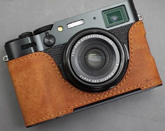 LIM'S lederen cameratas zwaluwstaartplaat voor Fuji FUJIFILM X100VI-hoes cognacbruin [handgemaakt]