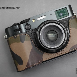LIM&#39;S Genuine Leather Camera Half Case Dovetail Plate for Fuji FUJIFILM X100VI Case Camouflage [Papavero Red]