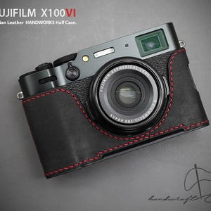 LIM&#39;S Genuine Leather Camera Half Case Dovetail Plate For FUJI FUJIFILM X100VI Case Nero Black [Handmade]