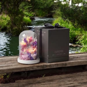 Ferris Wheel Flower Dome Light | Faux Floral Glass Lamp | Romantic Gift for Her | LED Night Light | Birthday, Proposal, Wedding Decor