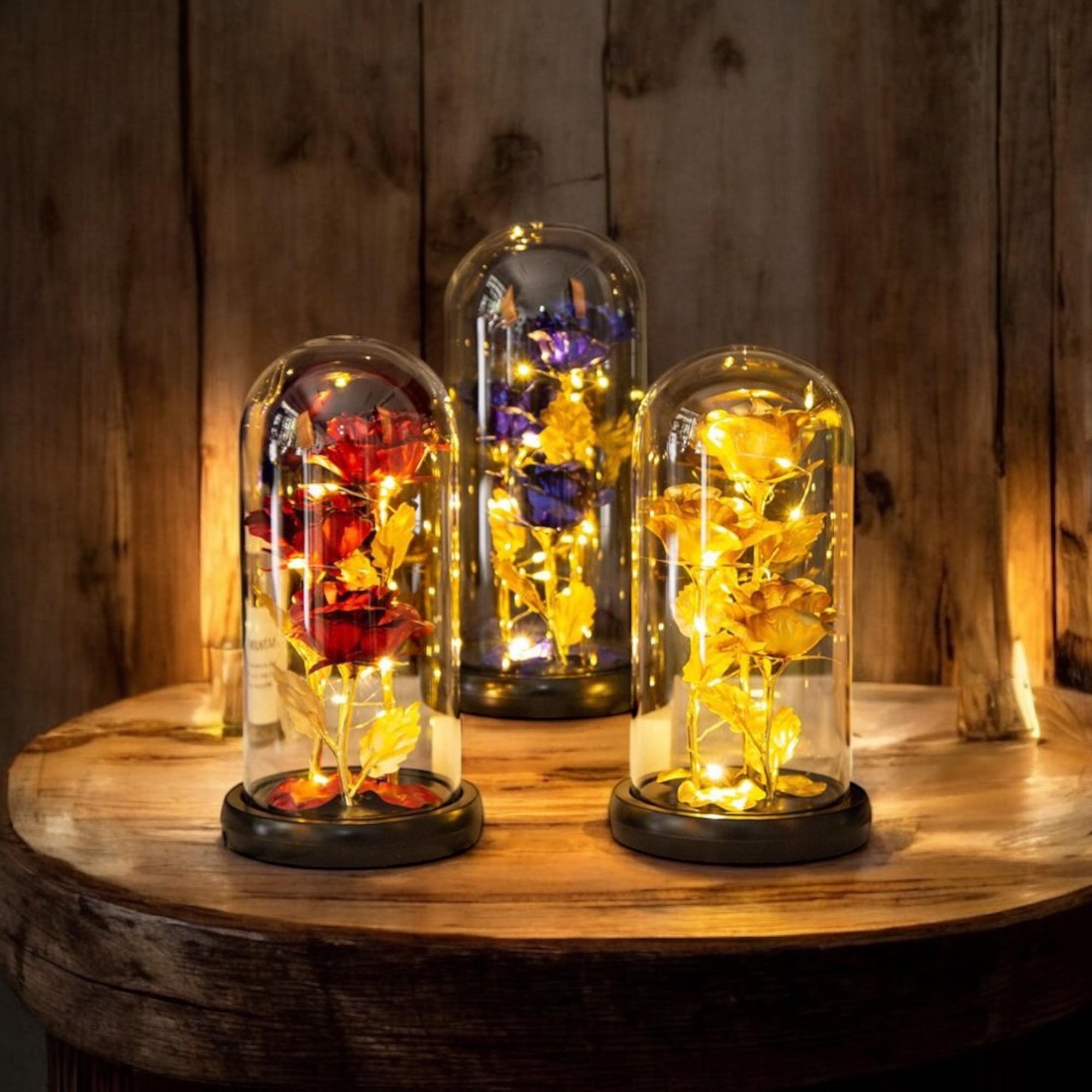 Valentine Rose Dome Lamp • Enchanted LED Glass Flower Night Light  display picture 1