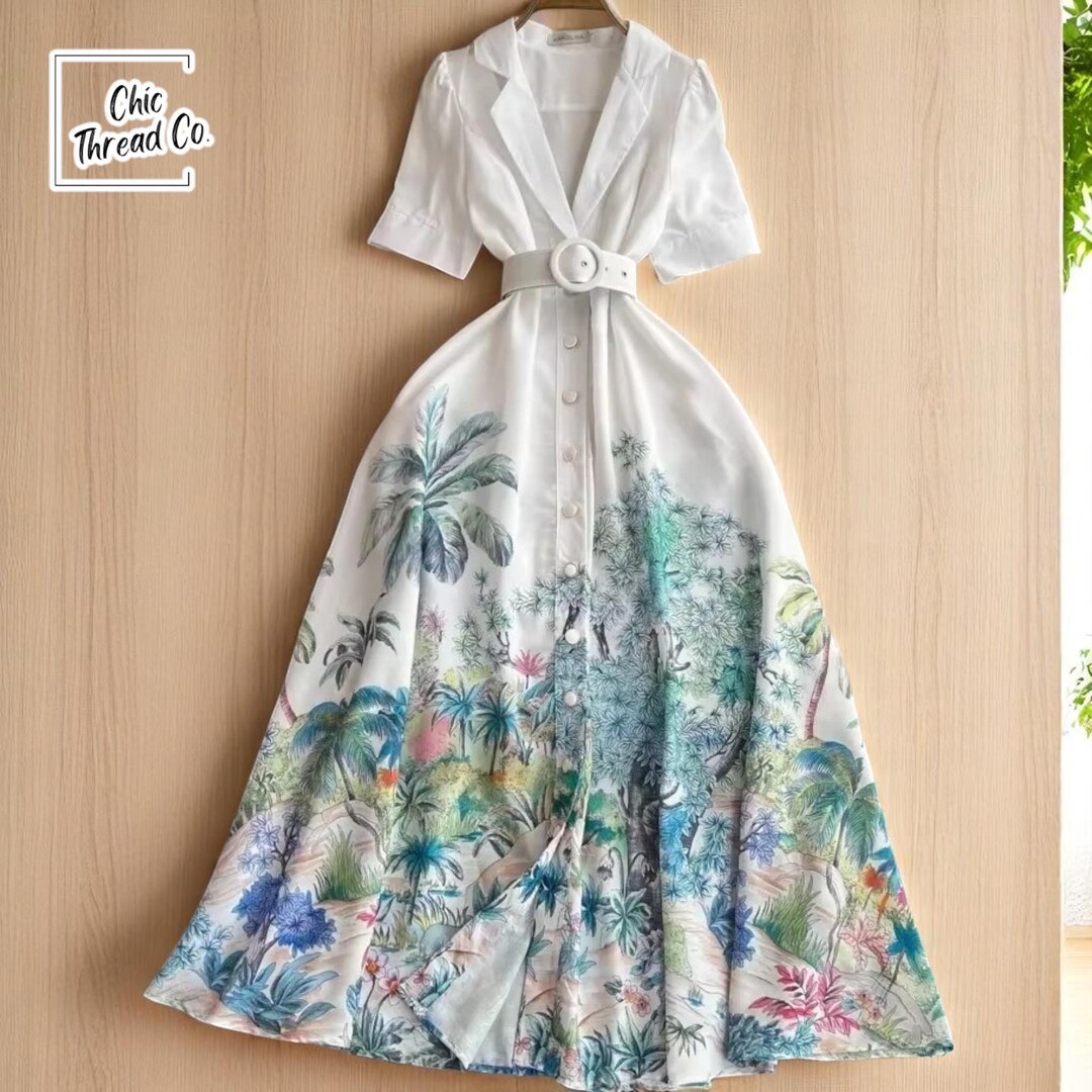 Summer Beach Robe Elegant Floral Belted Robe Dress for Women - Summer Beach Vacation Maxi ...