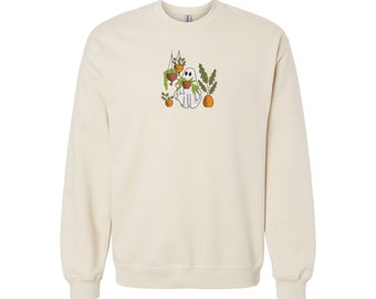 House Plant Ghost Embroidered Sweatshirt Sweater