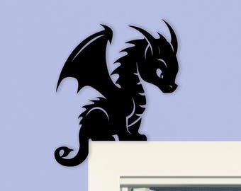 Dragon Door Frame Corner Metal Sign Wall Art,Dragon Door Frame Topper,Gift for Dragon Lovers,Dragon Art for Home/Door,Boy Room Fantasy Decor