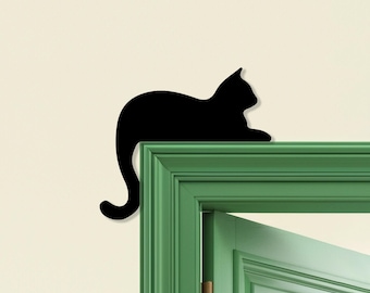 Cat Climbing Door Topper,Black Cat Door Corner Sign,Cat Door Frame Topper Metal,Door Frame Corner Sign,Cat Metal Wall Art,Funny Room Decor