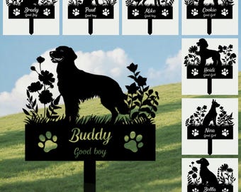 Custom Dog Memorial Stake,Every Dog Breed Metal Stake,Personalized Dog Garden Sign,Garden Signs With Dog,Metal Dog Memorial Marker,Dog Grave