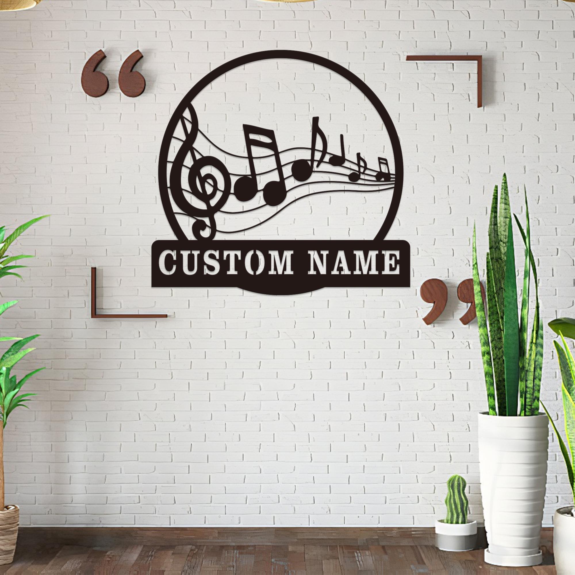 Custom Music Notes Metal Sign,music Studio Sign,musical Notes Wall Art ...