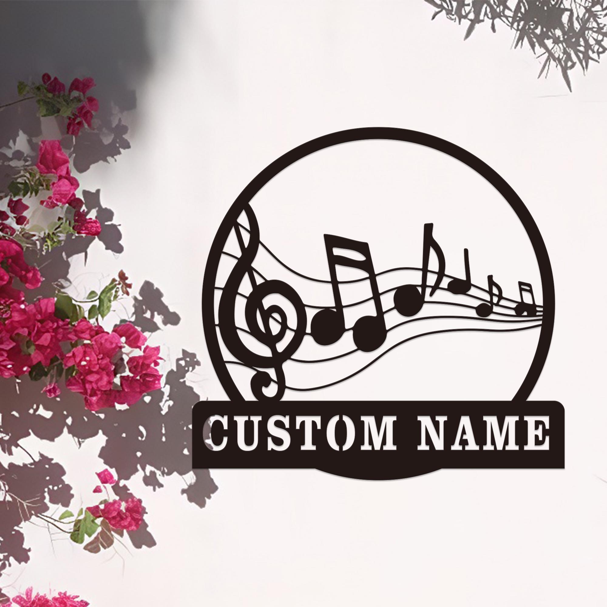 Custom Music Notes Metal Sign,music Studio Sign,musical Notes Wall Art ...