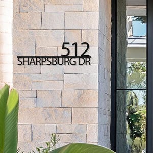 Modern Metal House Number Sign,Custom House Number,Metal Street Name,Address Number with Street Name,Retro Style House Number,Housewarming