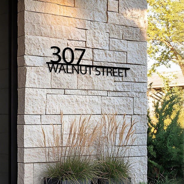 Modern Metal House Number Sign,Custom House Number,Metal Street Name,Address Number with Street Name,Retro Style House Number,Housewarming