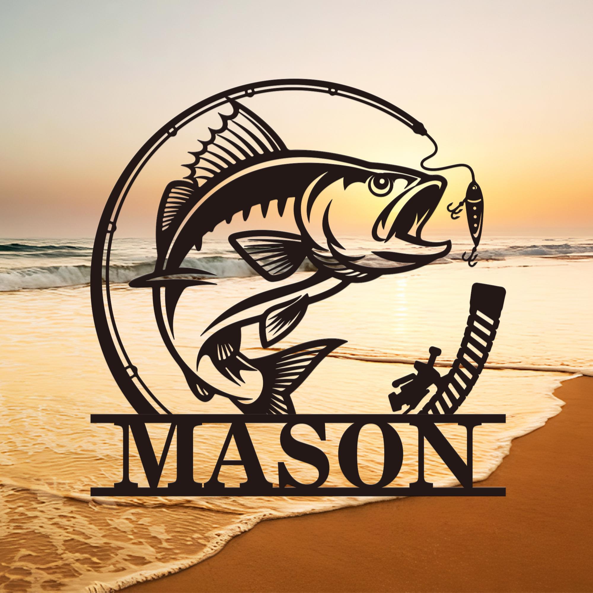 Custom Fish Metal Name Sign, Custom Fishing Sign, Fishing Gift for Men ...