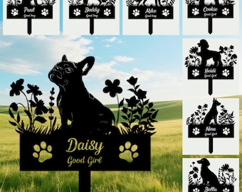 Custom Dog Memorial Stake,Every Dog Breed Metal Stake,Personalized Dog Garden Sign,Garden Signs With Dog,Metal Dog Memorial Marker,Dog Grave