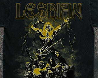 Lesbian Warrior Dark Fantasy Shirt, Graphic Distressed Tee, Retro LGBT Vintage Shirt, Funny Lesbian Gifts, Unisex Meme T-shirt