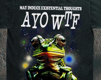 Vintage Hyper Frog T-Shirt - Funny 'AYO WTF' Meme Tee - Stoned Frog Meme Shirt - Big Eyed Toad Design - TikTok Viral Amphibian Shirt