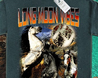 Comfort Colors ge Long Horse Meme T-Shirt | Creepy 'Long Moon Vibes' Graphic Tee | Absurd Horror Outdoor Shirt | Funny Dark Meme Apparel