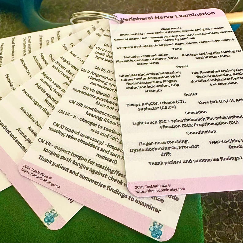 Osce Card OSCE Examination Cards Printable | Medical Student Revision Cards ...