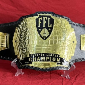 Fantasy Football Champion Belt | Adult Size Replica Title Belt 2MM Metal | Custom FFL Trophy | Fantasy League Championship Belt