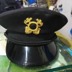 Vintage Lancaster Boat Skipper Cap with Bullion Embroidery Badge | Captain Skipper Yacht Boater Hat