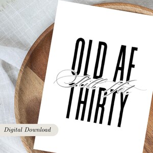 Funny 30th Birthday Card Digital Download Thirtieth Birthday Card Trendy Instant Printable Card Cute Print at Home Bday Card