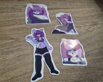Furry bunny May glossy sticker set of 4