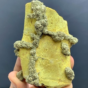 Natural Pyrite Crystals On Limonite Matrix , From Manshera Mine , Pyrite Specimen , Fine Minerals , Rare Gemstones , 308 grams