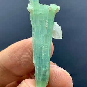 Natural Green Tourmaline Crystal With Quartz From Afghanistan-27.50 Carats, Tourmaline Specimen With Quartz, Raw Tourmaline