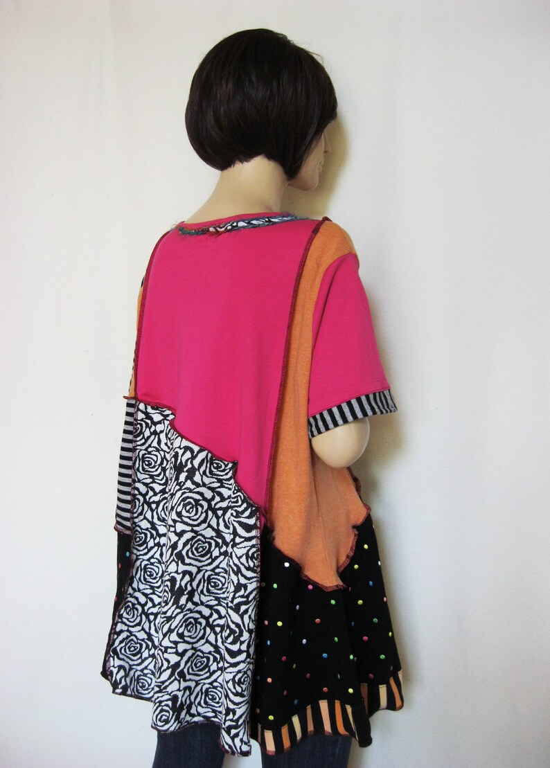 Reserve for Paula 1X to 2X Pink Black and White Tunic image 4