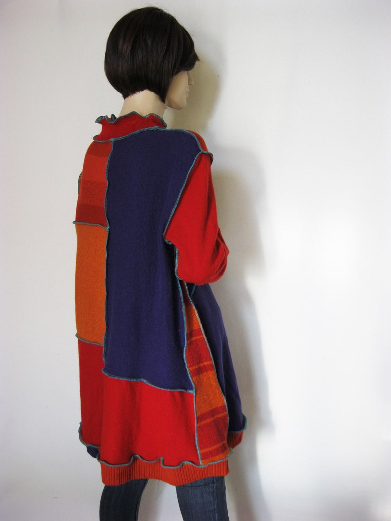 XL Red Rust Purple Cashmere Wool Dress