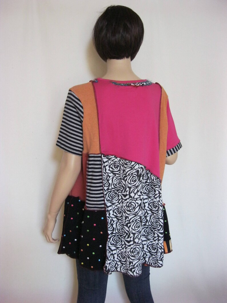 Reserve for Paula 1X to 2X Pink Black and White Tunic image 3