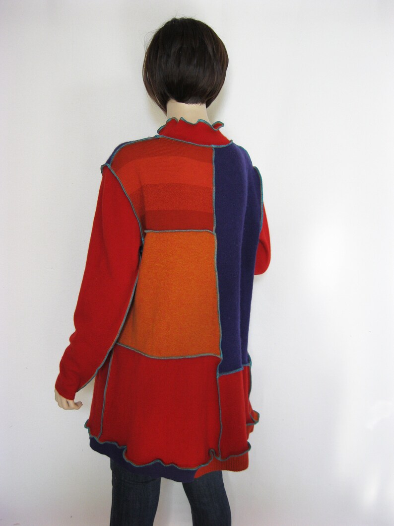 XL Red Rust Purple Cashmere Wool Dress