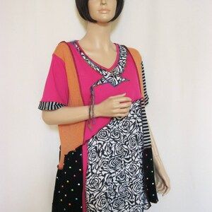 Reserve for Paula 1X to 2X Pink Black and White Tunic image 2