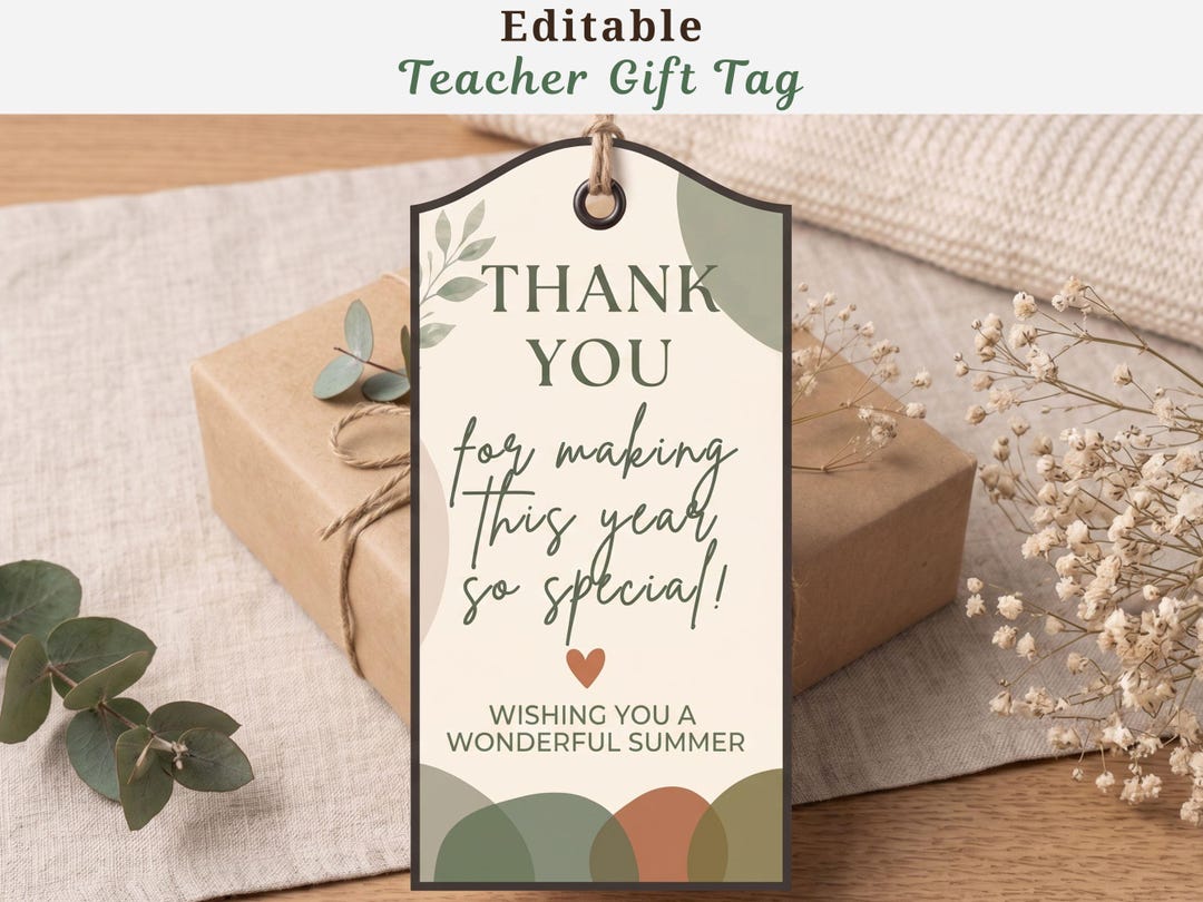Editable Teacher Thank You Tag End of Year Tag School Gift Tag Canva ...