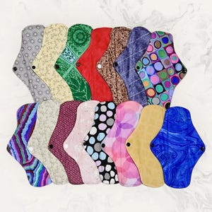 6PK - 8.5&quot; Cloth Menstrual Pads, Period Pad, Reusable Leak Proof Cloth Pads, Washable Sanitary Napkin, Feminine Pads