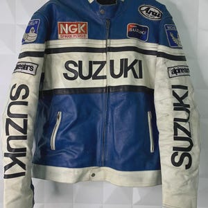 Handmade Suzuki Biker Racing Genuine Cowhide Leather Jacket.
